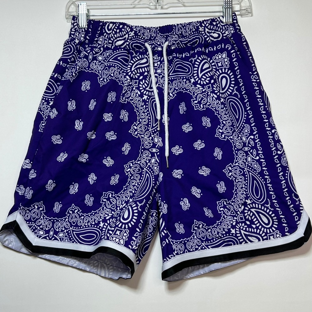 Unbranded Bandana Paisley Shorts Mens M Purple Athletic Streetwear  Basketball